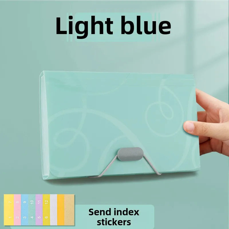 A6 Multi-layer 13 Grids Expanding Wallet File Folder Buckle Organ Bag Large Capacity School Office Data Storage Organizer Pouch