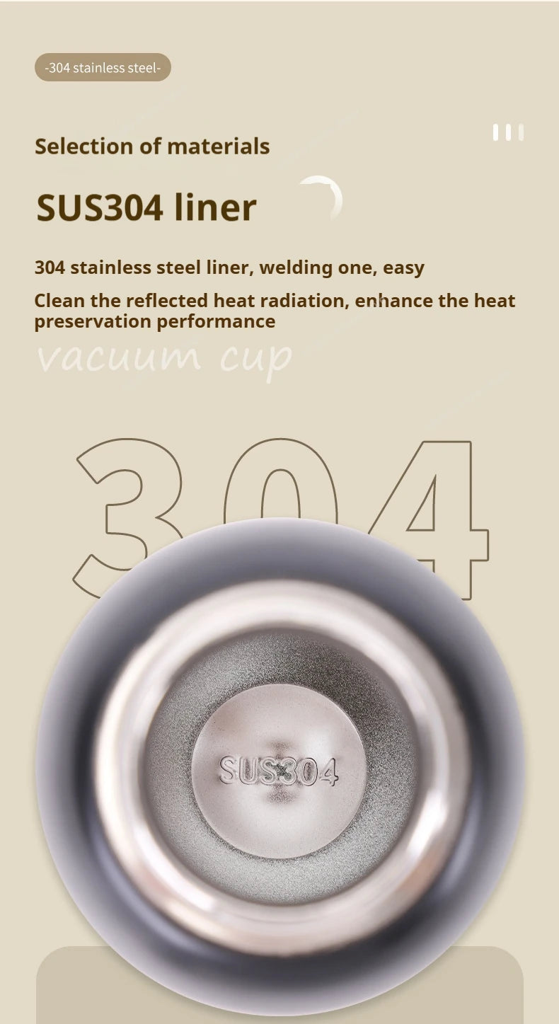 300ML Stainless Steel Vacuum Flask with Lifting Ring Mini Thermos Cup Car Insulated Cup Portable Travel Water Bottle Coffee Mug