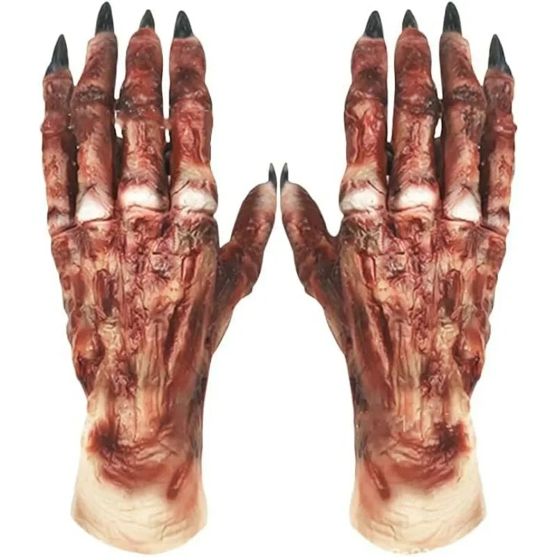 Mummy Hand Latex Gloves for Halloween Easter Costume Lifelike Zombie Prop for Adults Children Party Favor Spooky Dress-Up