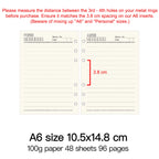High Quality Ring Binder Notebook A5 Personal A6 A7 A8 Size Insert Refills Loose Leaf Spiral Diary Planner Inner Core 100g Paper