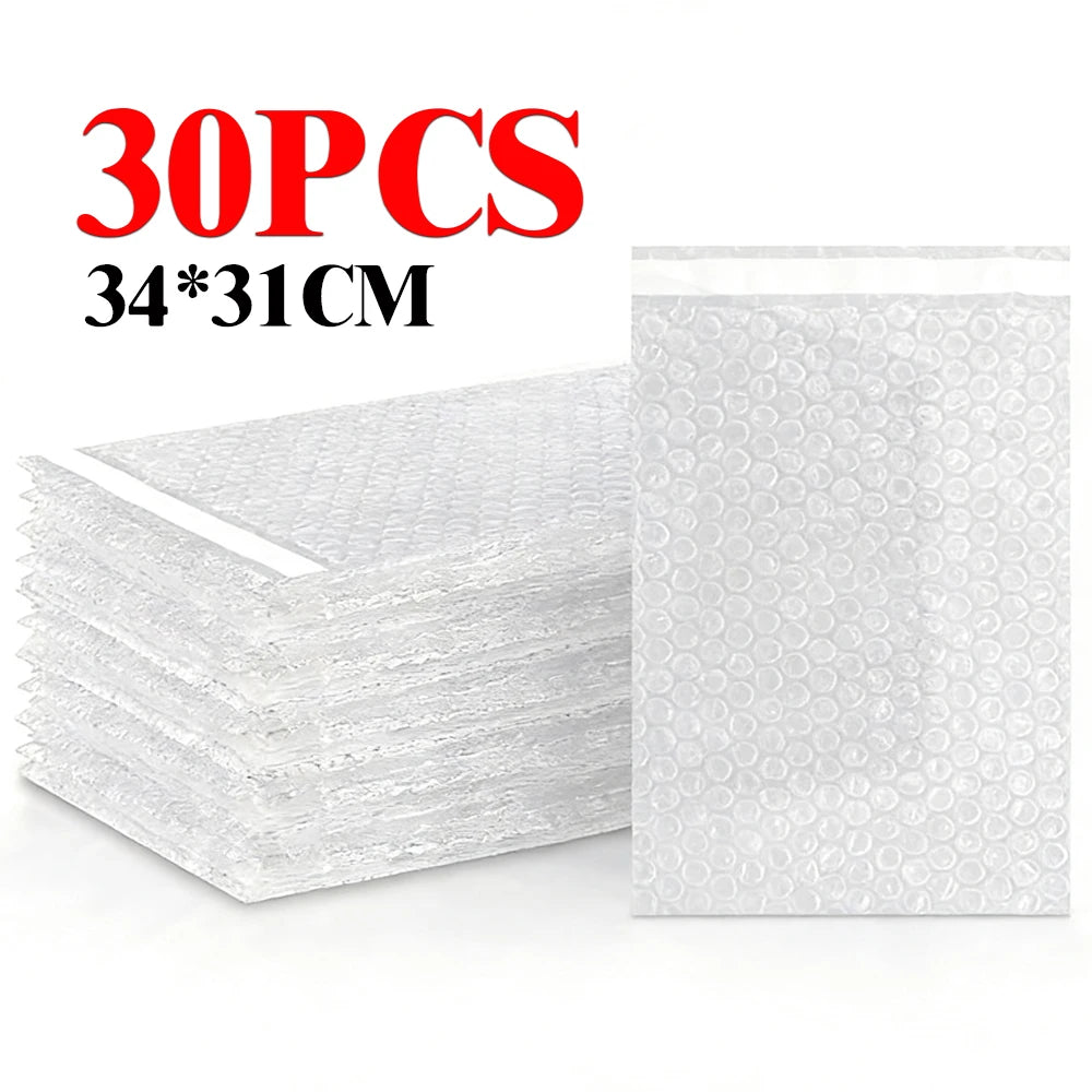 10-30Pcs Transparent Plastic Bubble Envelopes Bag Waterproof Adhesive Self Seal Packing Bag Mailers Shipping Envelope Storage