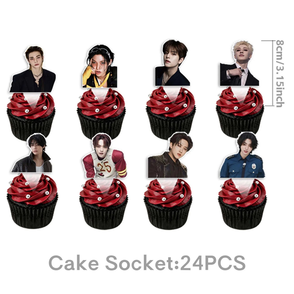 New SK Male Group Birthday Party Theme Decoration Cup Plate Banner Backdrop Gift Bag for Gift Baby Shower Supplies