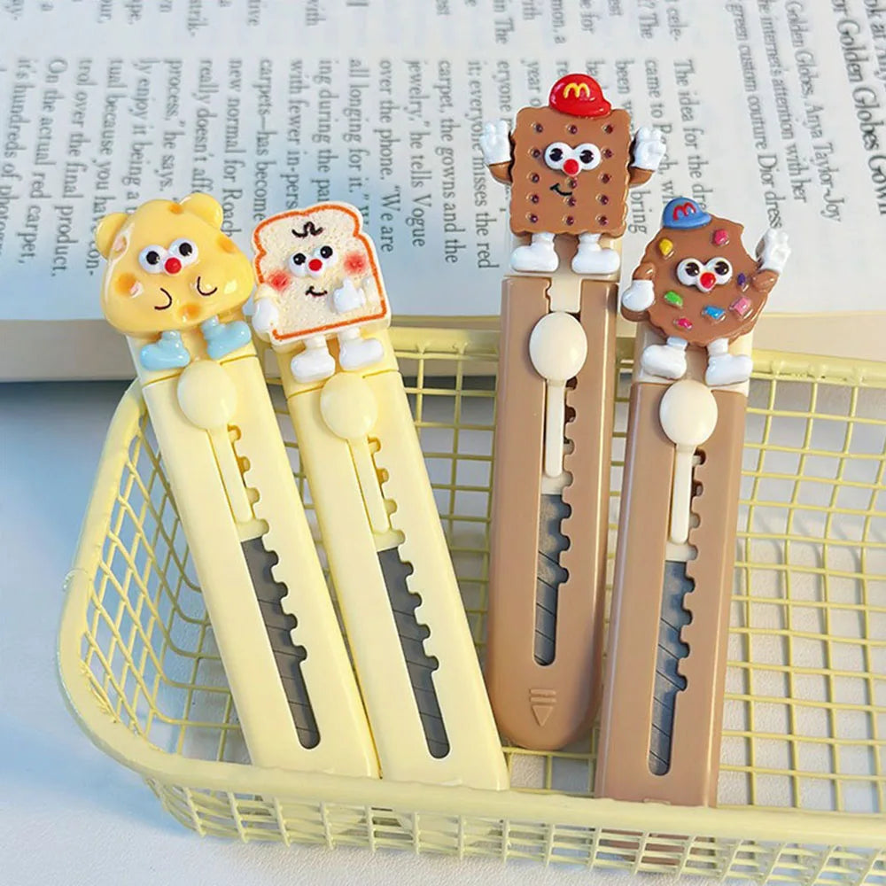 1 Pcs Cute Cartoon Alloy Mini Portalble Utility Knife Cutter Letter Envelope Opener Mail Knife School Office Supplies