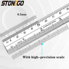 Stainless Steel Ruler Set 6 8 12 16 20 Inch Metal Rulers High Precision Double-Sided Engineering Drawing Office School Tools