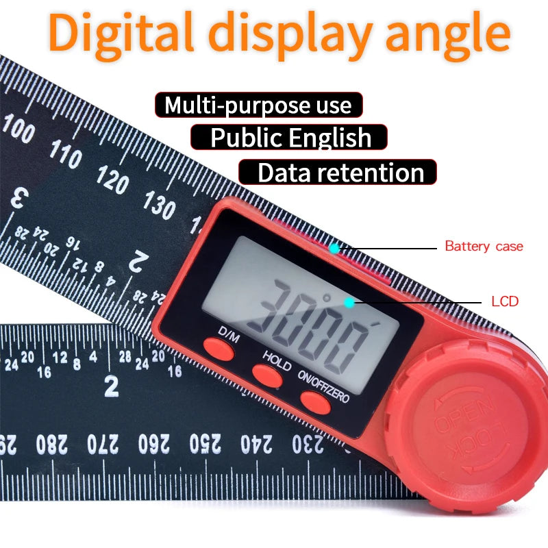 200mm 8'' Digital Angle Finder Ruler Protractor Inclinometer  Electron Goniometer  Angle Length Measuring Tool