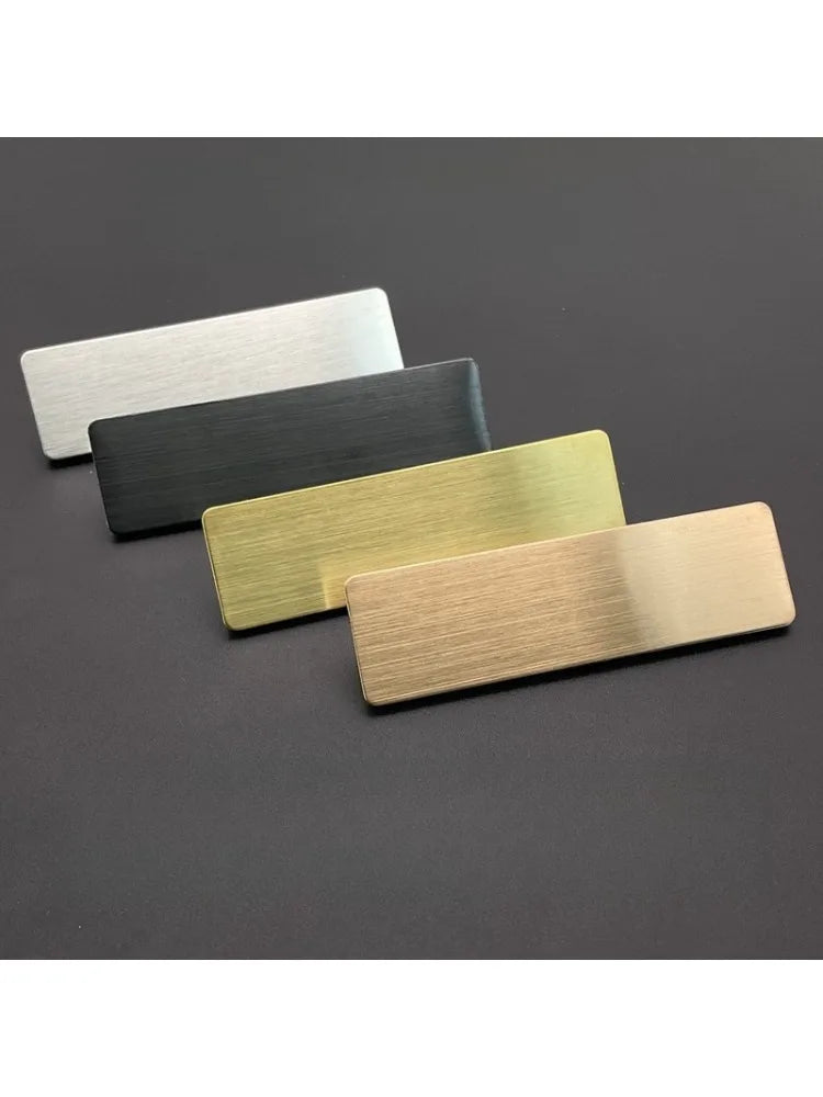 Shirley Custom 7*2cm Custom logo stainless steel name tag with brushed gold silver beauty salon employee ID tag wholesale