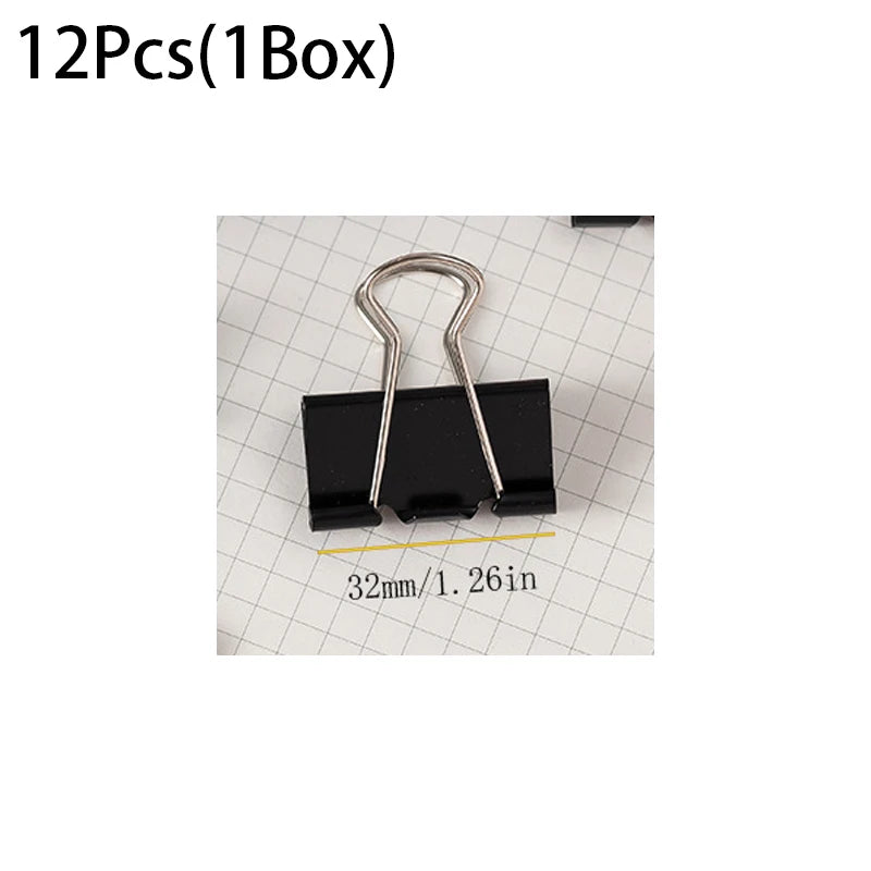 12Pcs/1BOX Binder Clip Clamps Long Tail Combination Folder Bookmark Paper Ticket Clips Effortless School Office Supplies