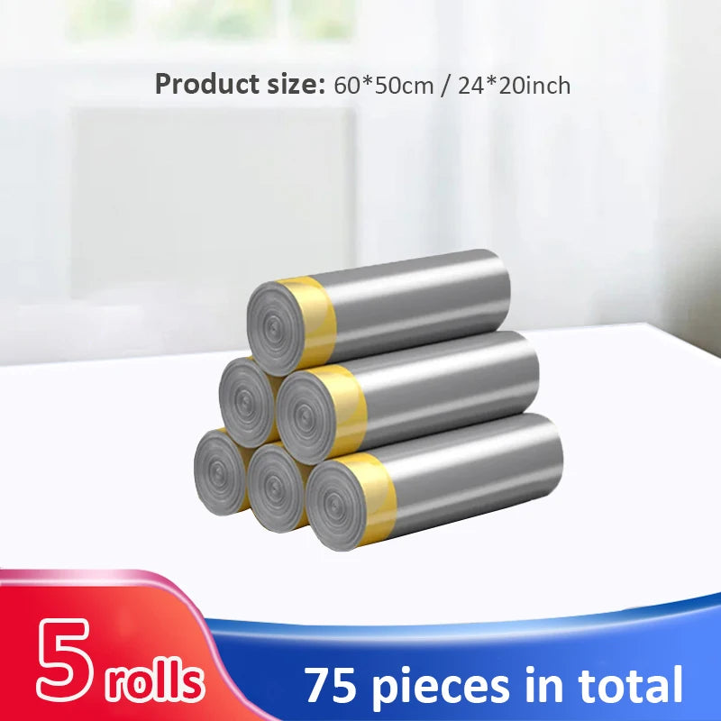 5/10/15/20 Rolls Drawstring Trash Bags for Kitchen Trash Can Thicken Large Capacity Garbage Bag Plastic Home Dustbin Storage Bag