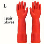 1pair Latex dishwashing gloves, extended and thickened rubber cleaning gloves for kitchen housework, car washing,