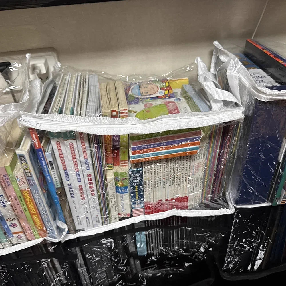 Foldable Transparent Storage Organizer Box Collapsible with Handle for Books Toys Office Supplies Dorm Classroom Home