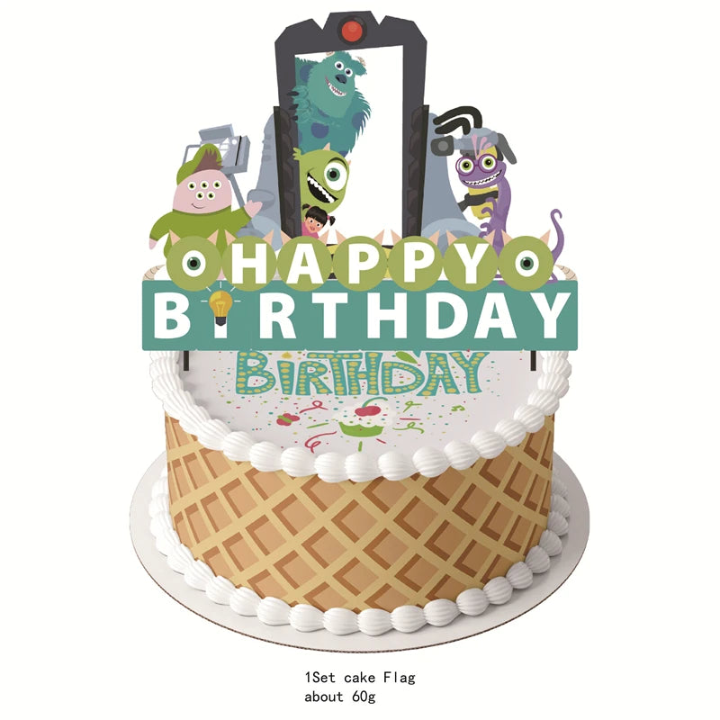 Monsters In Party Supplies Disposable Party Cutlery Plates Napkins Cup Birthday Party Decorations for Boys and Girls