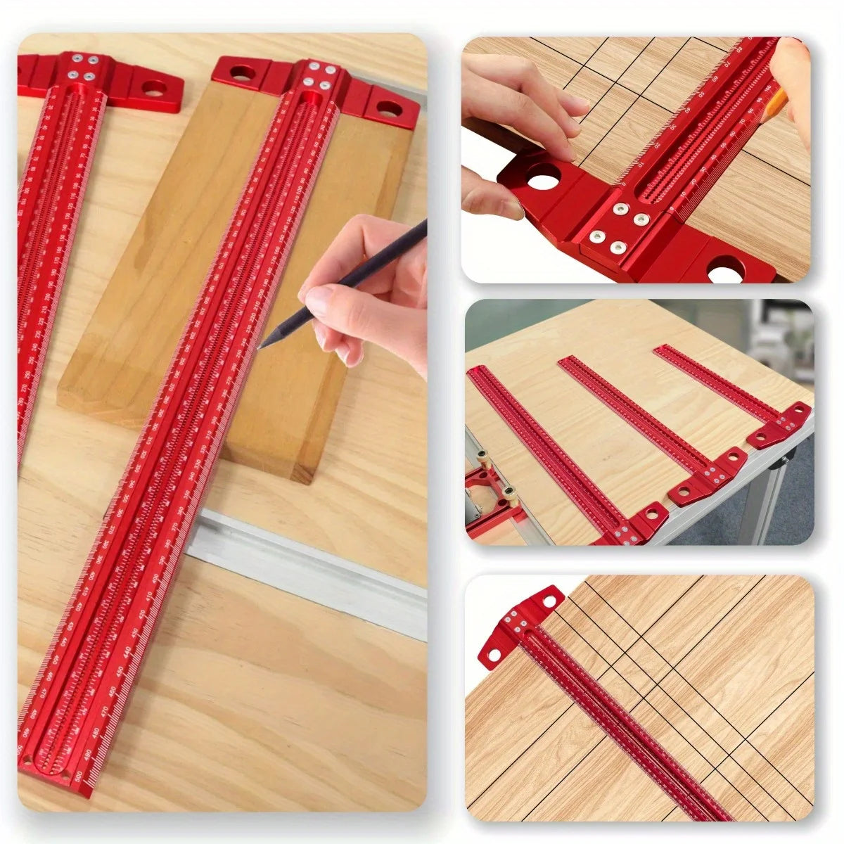 60/300/400/500mm Efficient and Precise Woodworking Multi Specification Aluminum Alloy T-shaped Ruler Marking Gauge