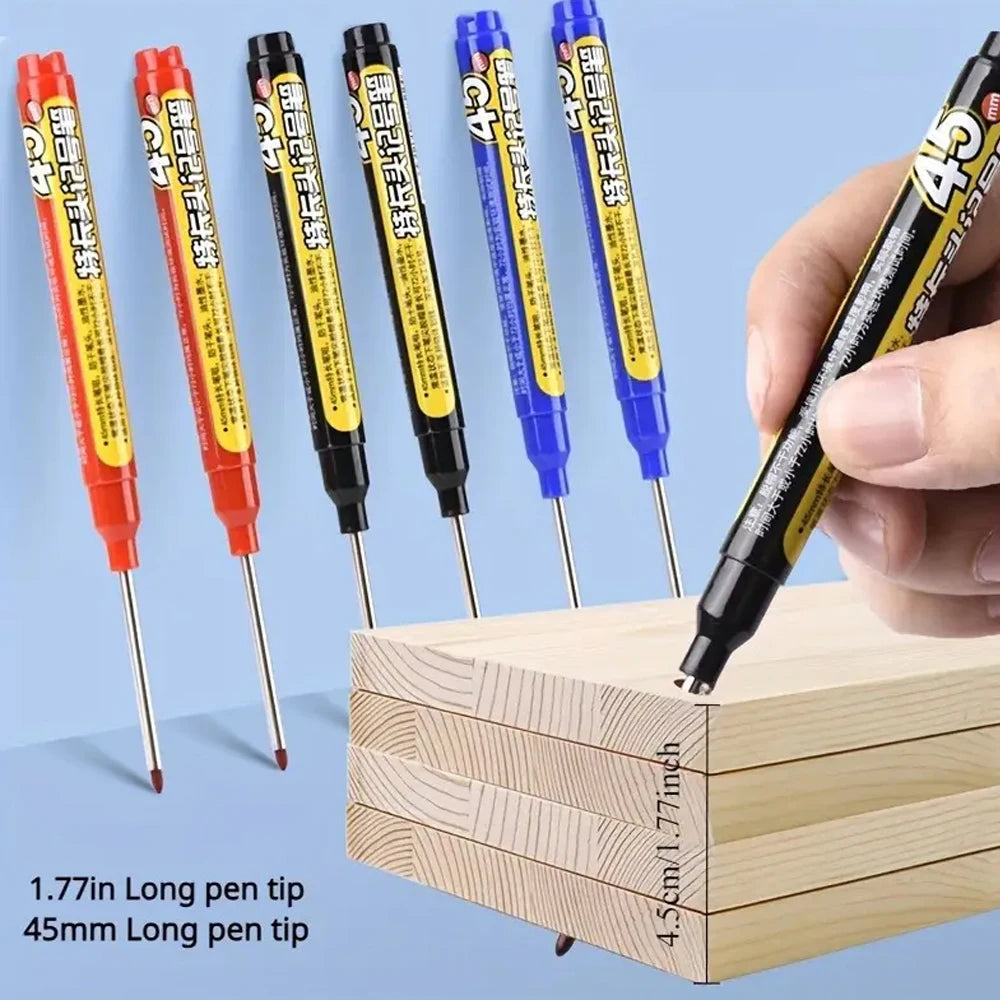 Lot 45mm Waterproof Long Head Nib Deep Hole Markers Pen Tile Carpenter Pen Multi-purpose for Woodworking Black/Blue/Red Ink