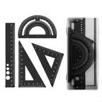 4Pcs/Set Student Math Drafting Tool Aluminum Alloy Straightedge 45° 60° Triangular Ruler Protractor for Office School Supply