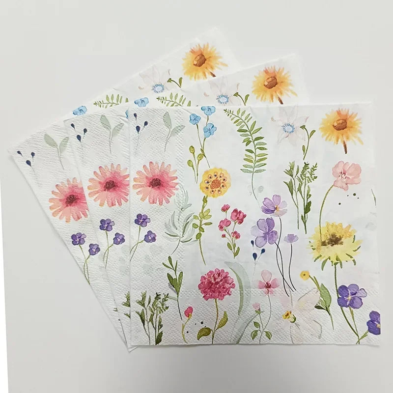 10/20pcs 33*33cm 2-Ply Colourful Wood Pulp Napkins Floral Style Party Decoration Paper Placemats Butterfly Bone Bart Paper