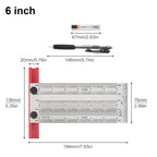 6/12 Inch Line Ruler Precision Marking 1/ 64" T Rule Woodworking Tools Stainless Steel Positioning Scribe Gauge with Marking Pen