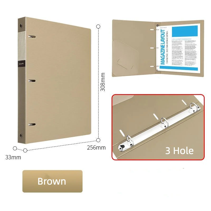 3 Hole Ring Binders File Folder Loose-leaf Binder Morandi Color Waterproof Document A4 Paper Storage
