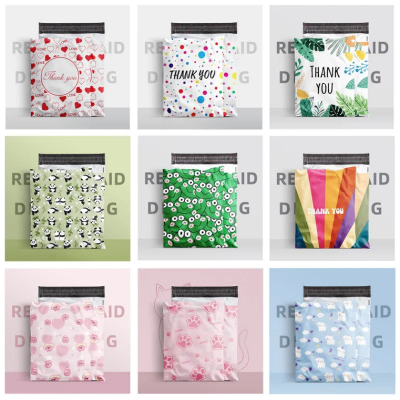 100PCS Poly Mailer Adhesive Envelope Printing Bag DIY Clothes T-shirt Pantihose Skirt Underwear Bra Shipping Packaging Pouches