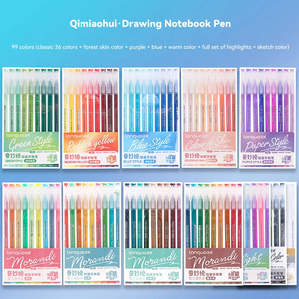 105Color Hand Account Gel Pen Languo Morandi Retro Pen Large-Capacity Color Handbook Pen For Student Painting Graffiti Writting