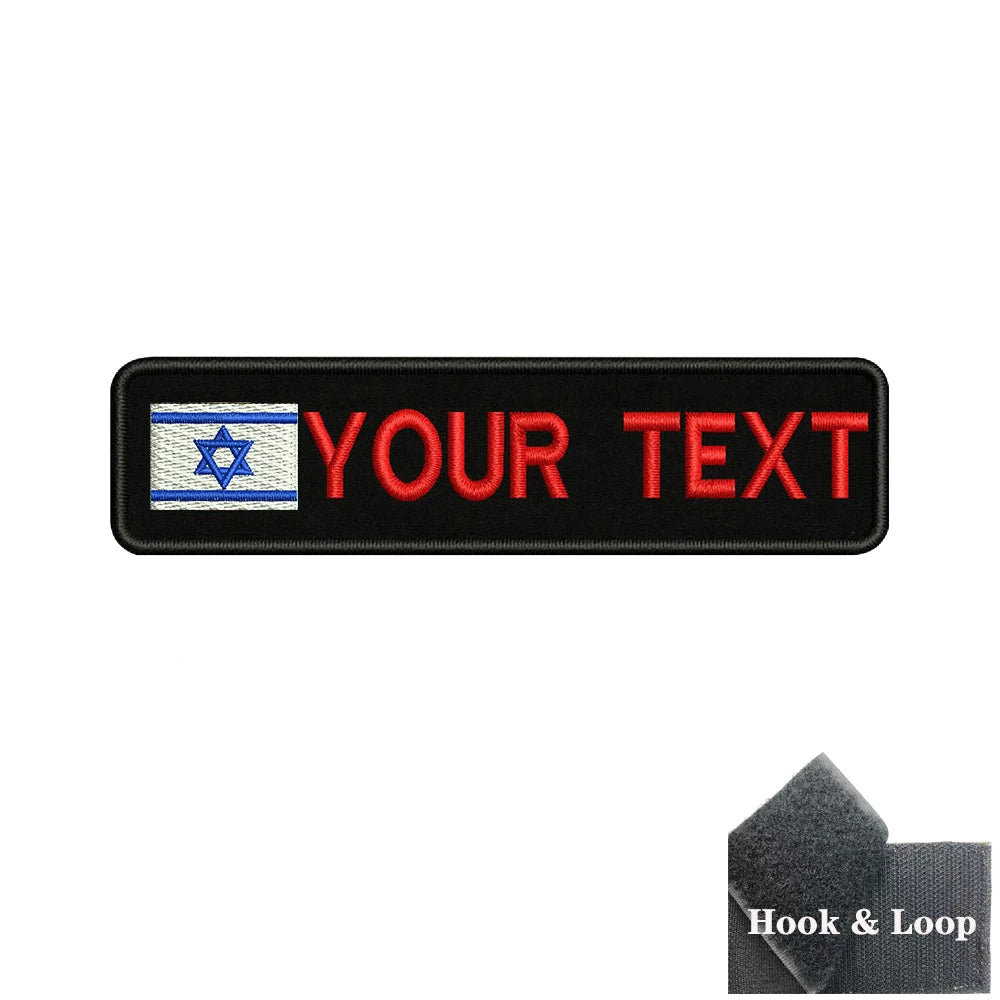 1PC 10cmx2.5cm Israel Flag Custom Personalized Name number Patch Stripes Badge tags Armband Iron On Or Hook Loop embroidered