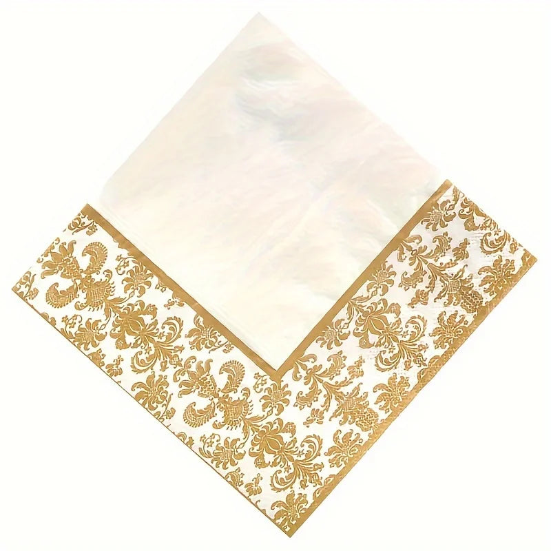 20/100Pcs,  Golden Printing Napkins, Cocktail Tissue, Wedding Tableware Decoration, Cleaning Supplies, Christmas Party Supplies