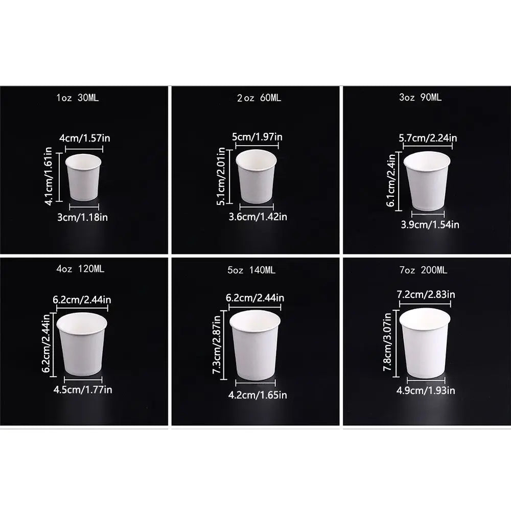200Pcs 30/60/120/200ml Disposable Paper Cup Thickened Solid Color Paper Coffee Cup Multisize Food Grade Tasting Cup