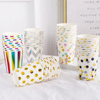 Pink Blue Stripe Dot Disposable Tableware Sets Paper Cups Plate Straws Fork Disposable Sets Wedding Birthday Party Decorations