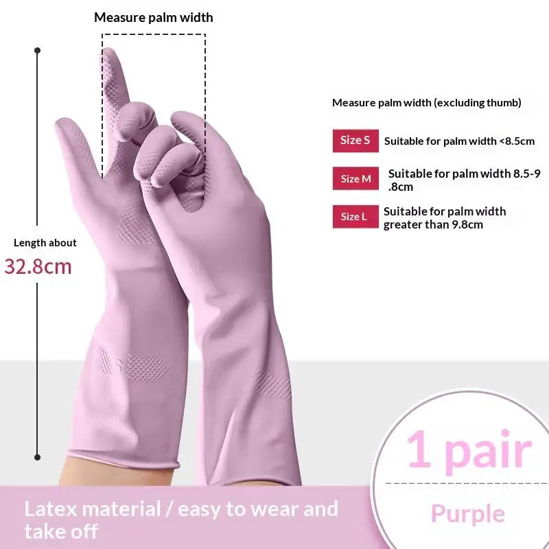 dailyWater Resistant Dish Washing Gloves 1 Pair Durable Latex Rubber Gloves Reusable for Kitchen Cleaning Laundry Gardening Use