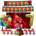 Football Player Theme Party Decoration Soccer Cr&7 Superstar Party Supplies Plate Cup Balloon Banner Paper Backdrop Party Gift