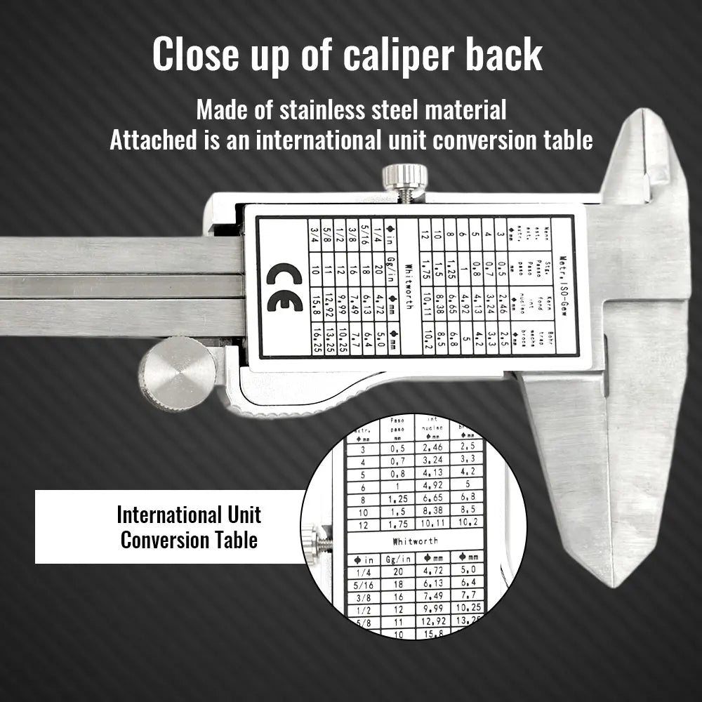 6 Inch 150mm Digital Vernier Caliper Stainless Steel Micrometer Measuring Tool Depth Ruler