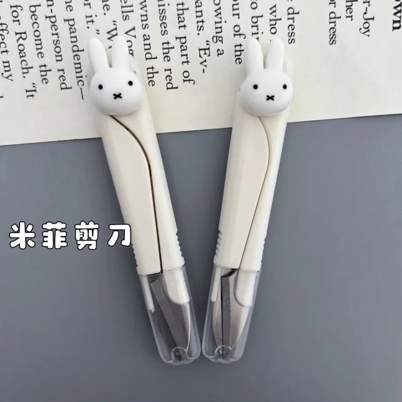 New Cute Miffy Bunny Sweet Creative Cartoon Pattern Simple Fashion Small Portable Plastic Scissors for Students Doing Crafts