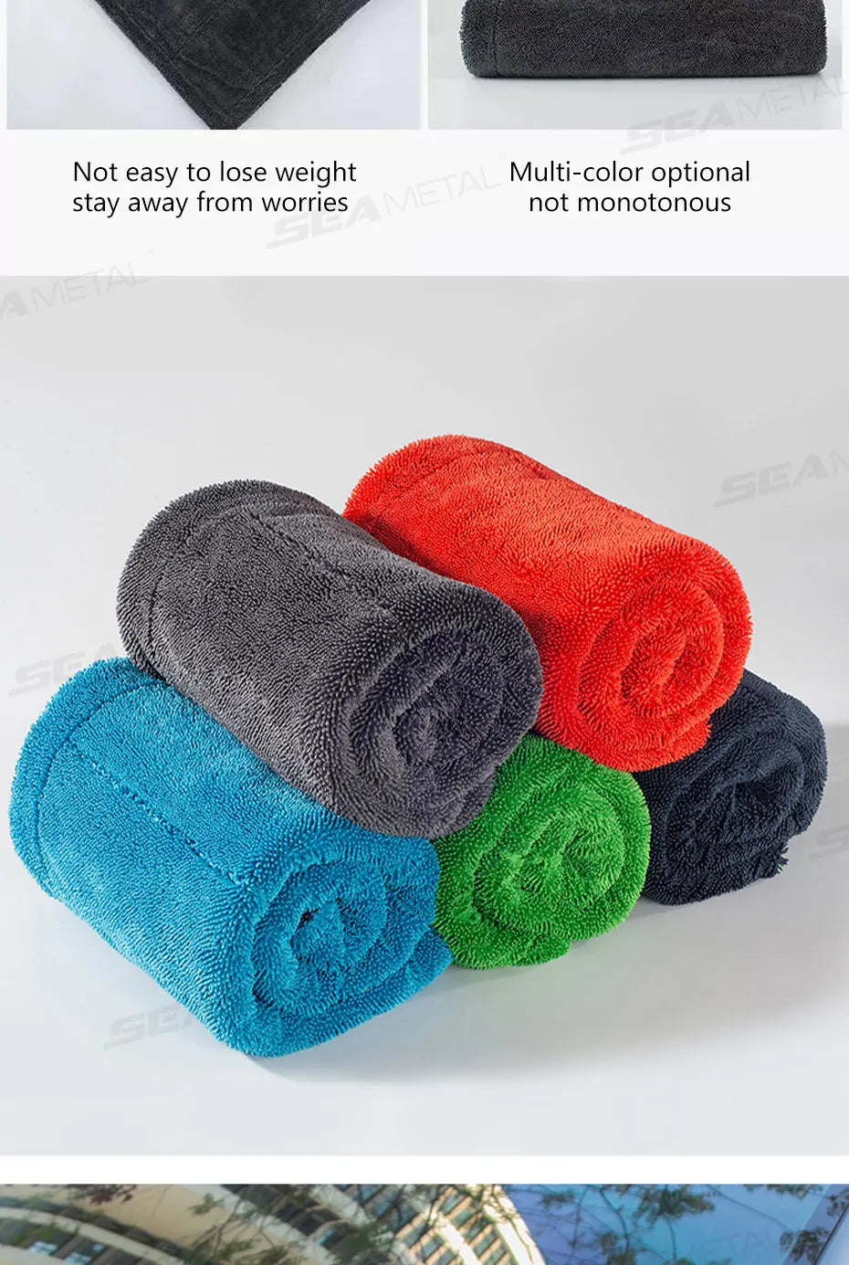 SEAMETAL Heavy-Duty Car Towel 1200GSM Super-Absorption Microfiber Drying Cloth Ultra-Soft Scratch-Free Car Detailing Towel
