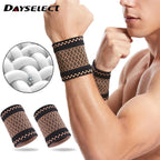 1Pair Copper Fiber Sports Wrist Support Sweat-Absorbent Breathable Knitted Nylon Wrist Brace Outdoor Sports Badminton Men Women