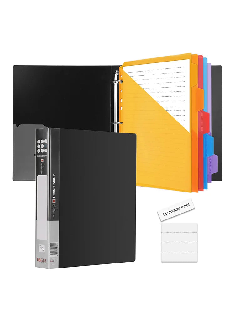 EAGLE 3-Ring Binder A4 Size with 5 Index Dividers & Custom Labels, Professional Presentation Folder for Office School Organizer
