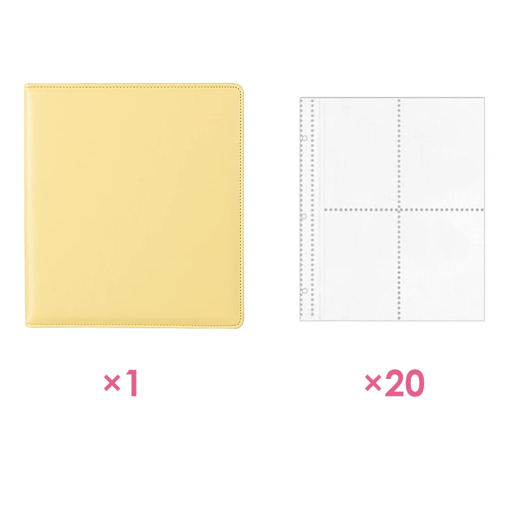 PLRBOK A5 Glitter Leather Photo Cards Album 3 Rings 7.6×9.8mm Kawaii Cute Binder Photocard 20 Sheets 4 Pockets Sleeves 80 Photos