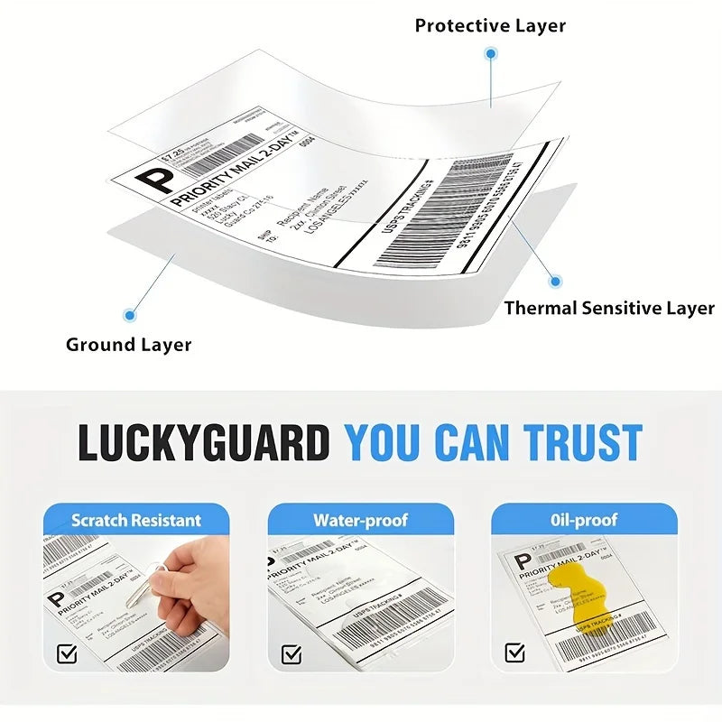 Commercial Grade 4x6 Inch Direct Thermal Shipping Label Roll 350 Labels, 100x150mm Self-Adhesive Address Stickers for E-commerce