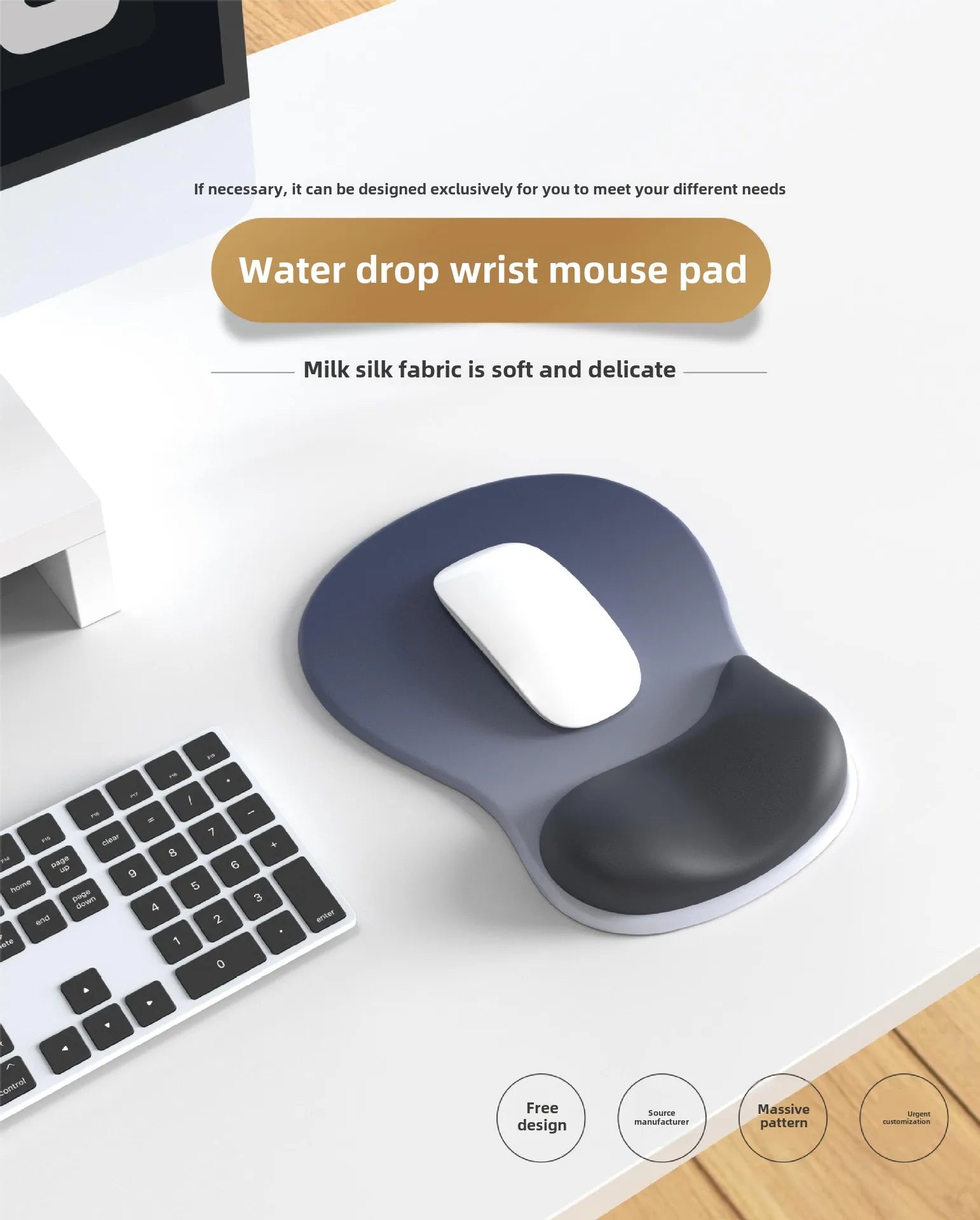 Gradient Ergonomics Mouse Pad Comfortable Wrist Support Non Slip Mice Mat Soft Mousepad Wrist Rest Computer Silicone Mouse Pad