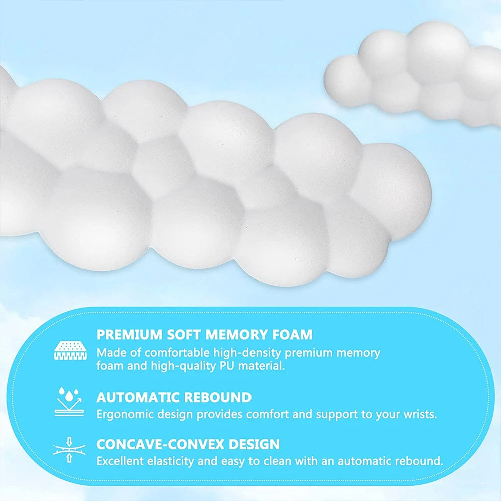 Keyboard Cloud Wrist Rest Pad Anti-Slip Desk Mat Memory Foam Palm Rest Ergonomic Mouse Pad Typing Wrist Rest for Office