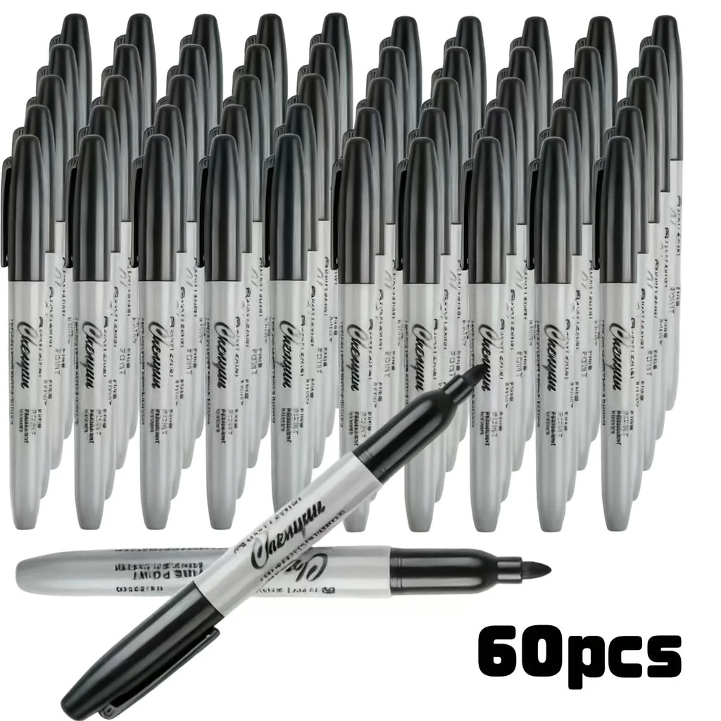 60pcs Fine Point Permanent Markers Pens, Perfect for Classroom, Office, Durable and Long-Lasting. No Suitable for Whiteboard