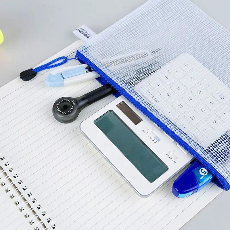 5PCS/10PCS/20PCS Transparent File Bags Pvc Grid Zipper Bags A4 A5 Document Bags Grid Bags