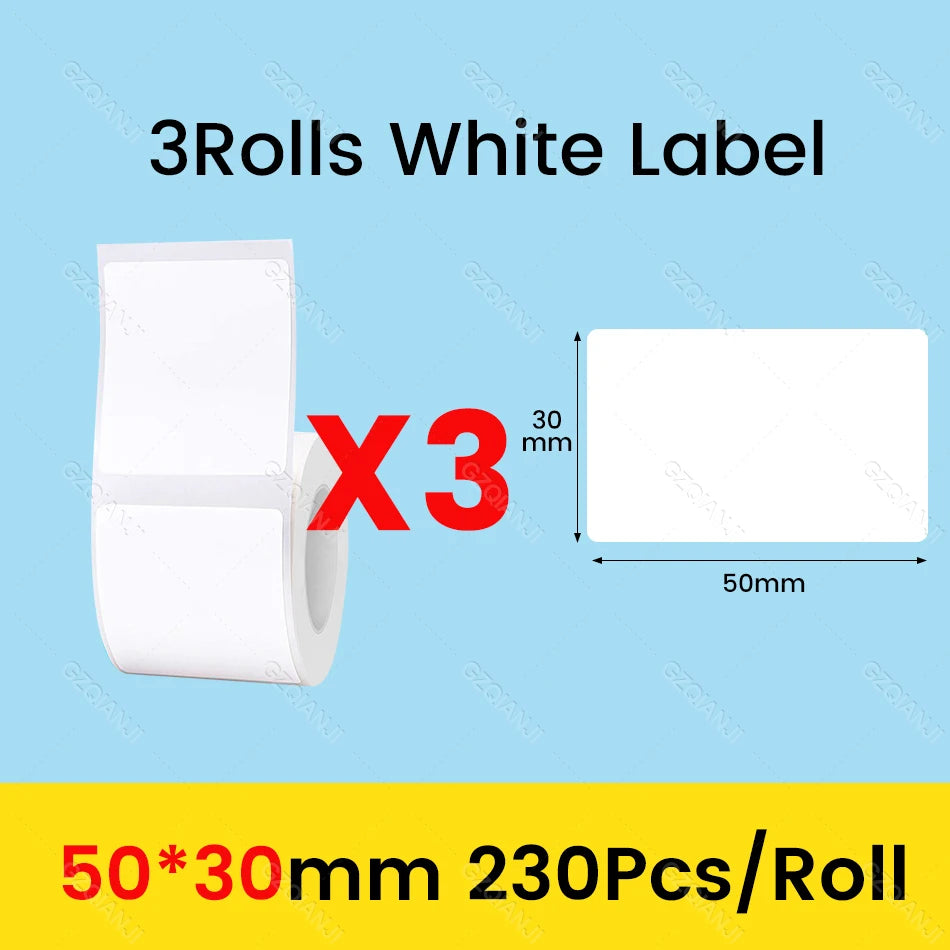 3/5/10 Rolls NiiMbot B21 B1 Label Printer Paper Roll Waterproof Anti-Oil Tear-Resistant Price Tag Pure White Sticker Papers