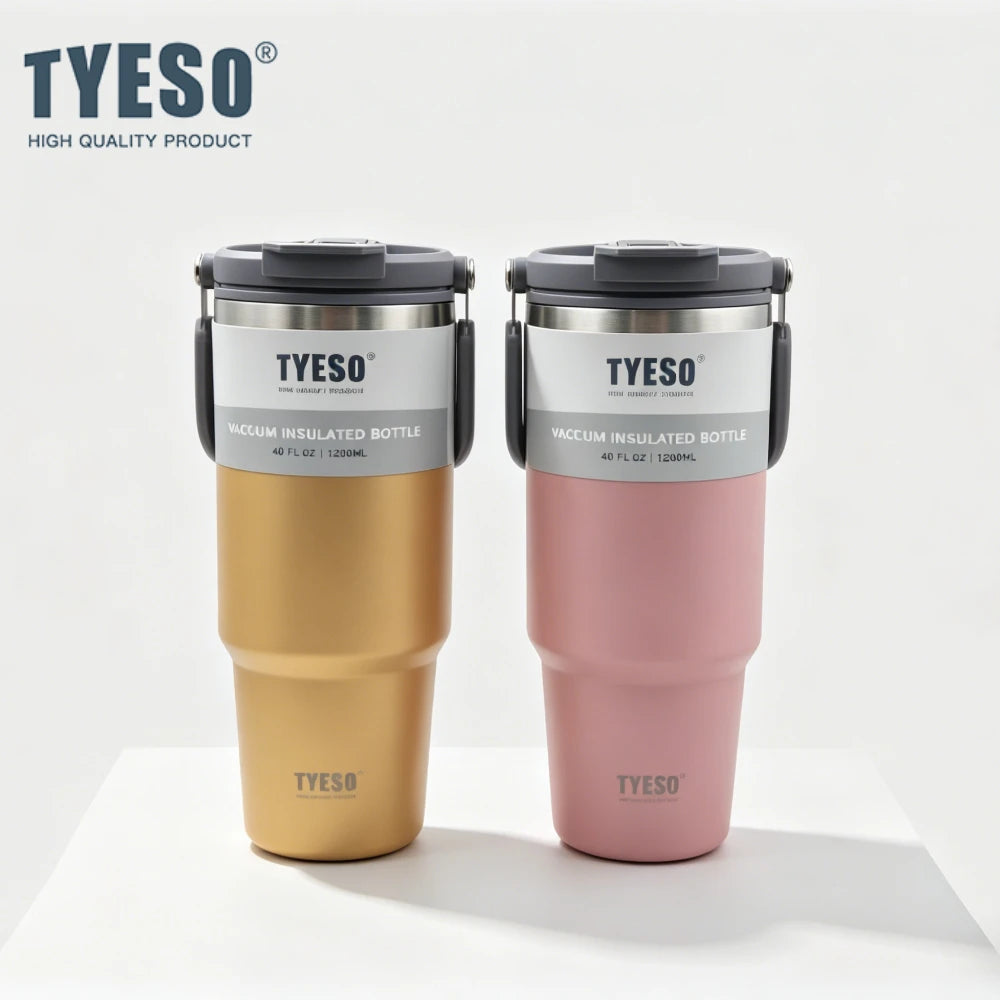 Tyeso 1200ML Vacuum Flasks Stainless Steel Coffee Cup Cold Hot Double-layer Insulated Tumbler Thermo Water Bottle Car Travel Mug
