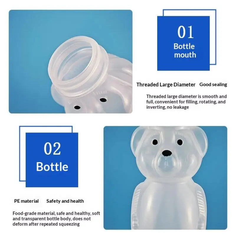 Cute Bear Shaped Bottle Plastic Drink Container Cartoon Honey Bear Straw Cup with Flexible Straws for Milk Juice Honey Storage