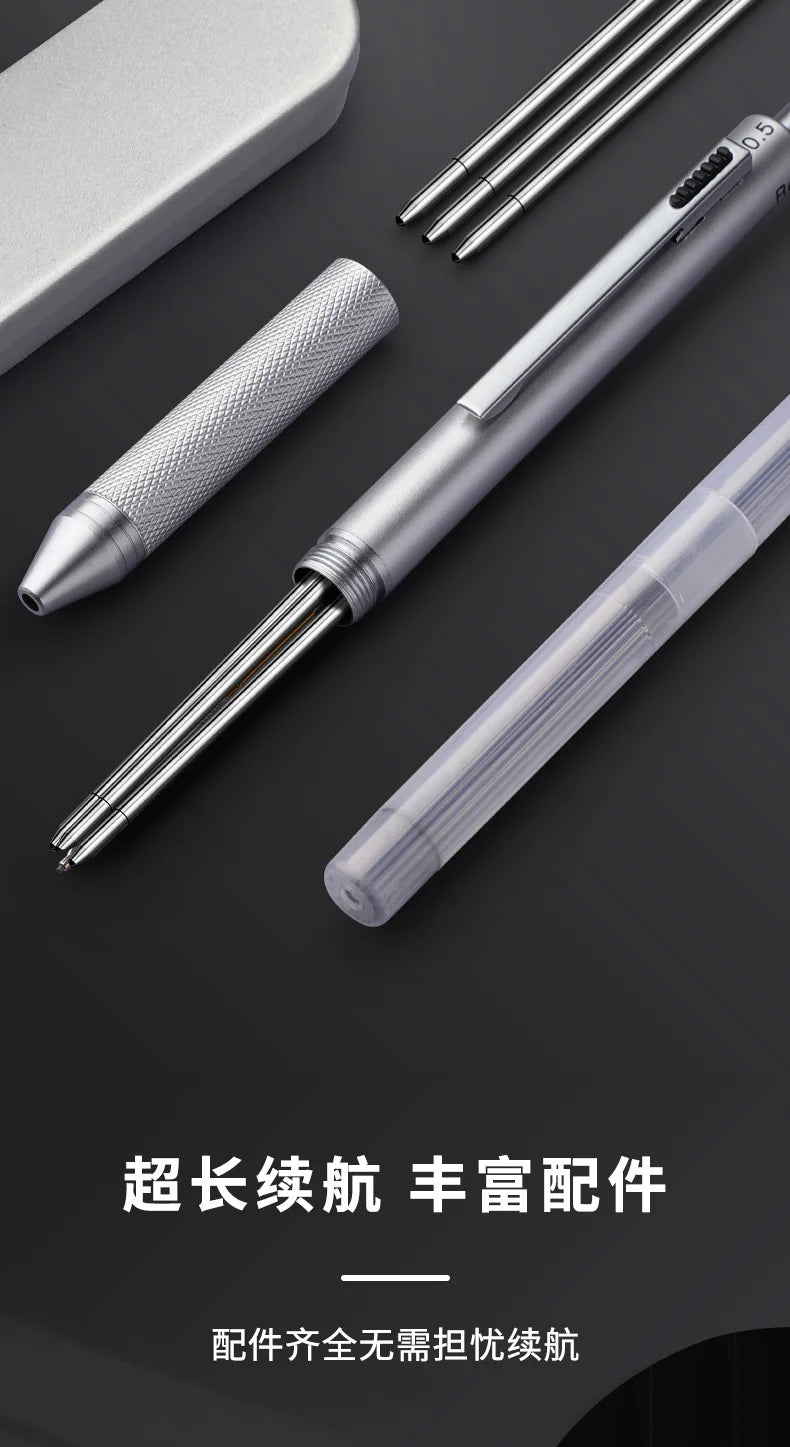 Multifunctional 4-color-in-one gravity-sensing pen metal ballpoint pen/Mechanical Pencil,Black/Red/Blue Ink Oil Signing canetas