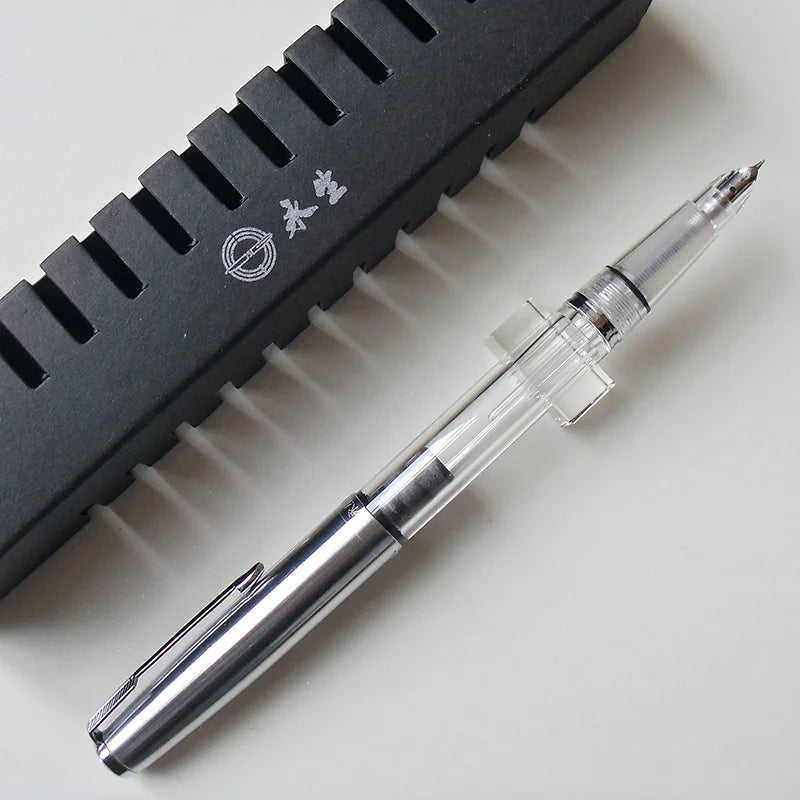 NEW Wingsung 601 Press Piston Fountain Pen Iridium EF/F Nib Steel Cap Vacumatic Resin Ink Pen School Stationery Office Supplies