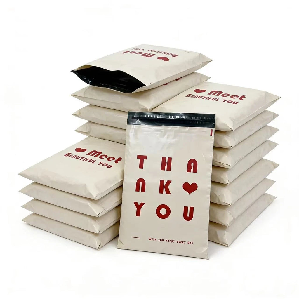 20Pcs Beige Mailing Post Bag Thicken Express Packaging Bag Self Adhesive Printing Clothing Courier Toy Storage Organizer Mailer
