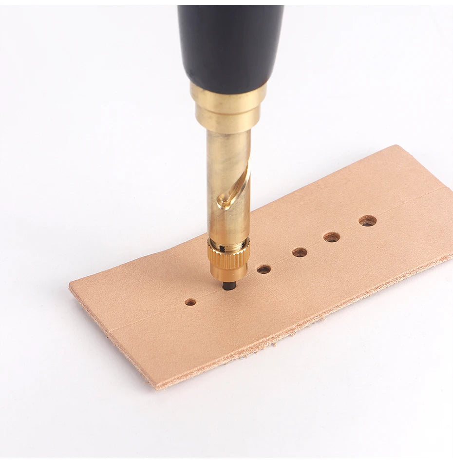 QJH 1Set Japanese Screw Punch Tool Kit Hole Punch 6 Tips Size 1.5mm - 4mm for Sewing DIY Leathercraft, Paper Crafts, Bookbinding