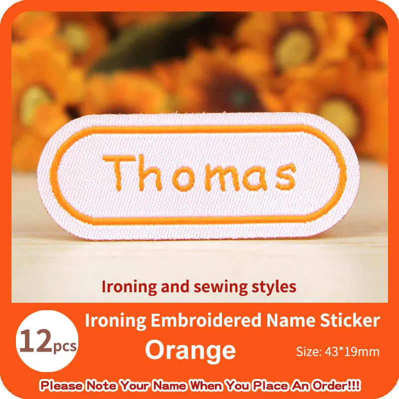 Custom Thermal Embroidery Iron Name Tag Sticker Personalized Washable Sewing Clothing Children Stickers Clothes Babysuit Labels