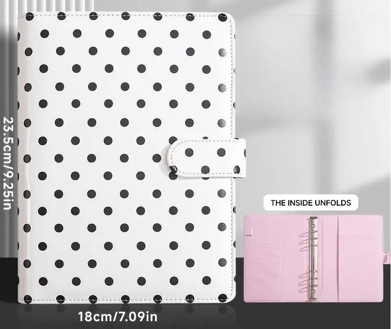 New A5 PU Leather Binder Cover with Magnetic Buckle Closure, 6 Ring Personal Notebook for Organizing Planner, Photo Card Sleeves