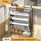 Desk File Organizer Mesh 5-Tier, Hanging Wall Mount Document Organization Stand, Desktop Vertical Mail Paper Folder Holder Rack